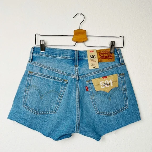 NEW Levi’s Premium 501 High Rise Distressed Shorts - Picture 6 of 12